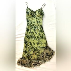Detailed gorgeous beaded elegant light green dress